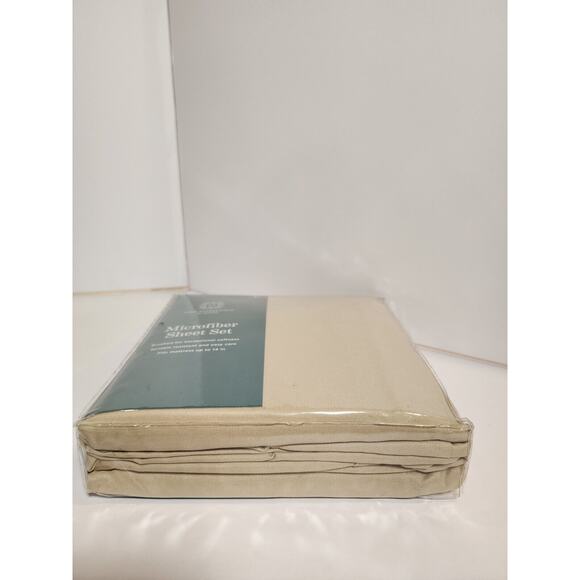Twin Sheet Set Microfiber Tan Beige Home Expressions by JcPenney RAFFIA NWT - Picture 2 of 2